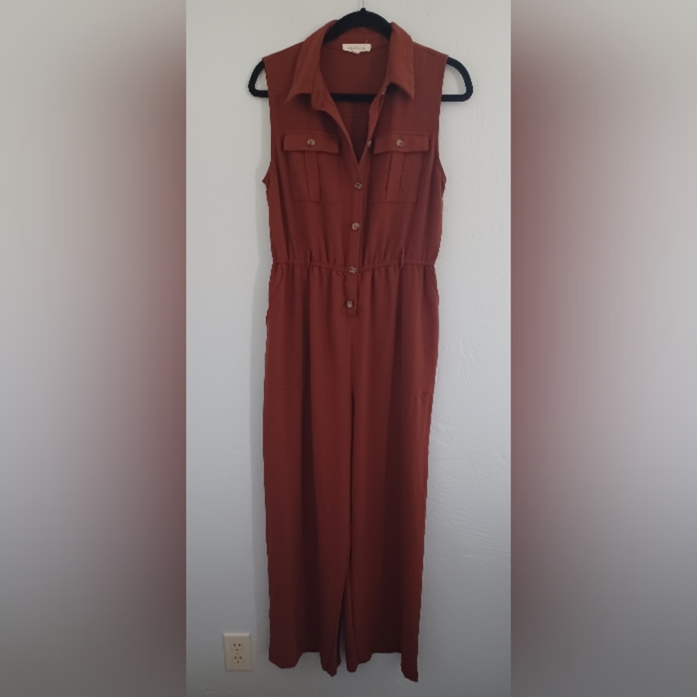Sleeveless Rust Jumpsuit